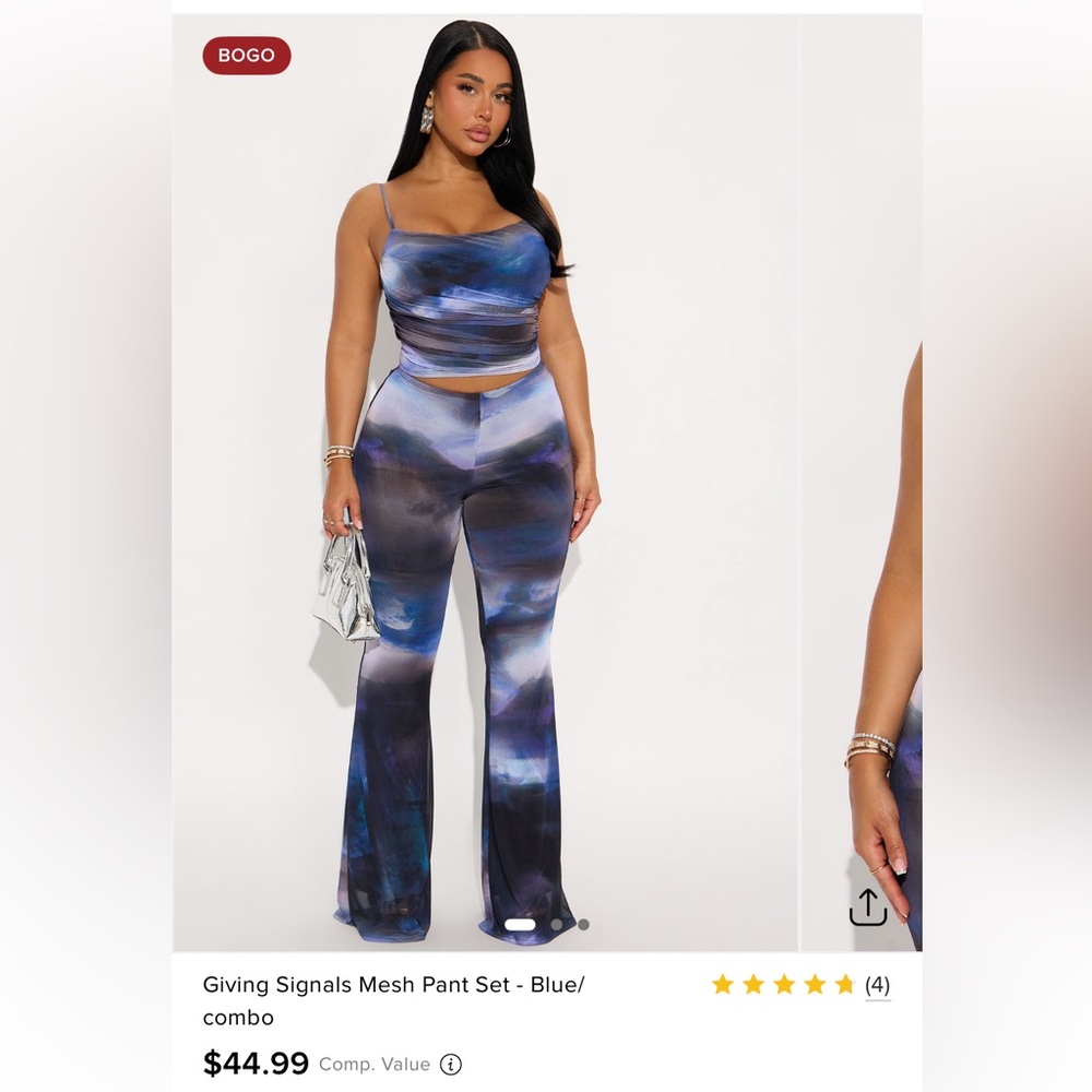 Fashion Nova Giving Signals Mesh Pant Set